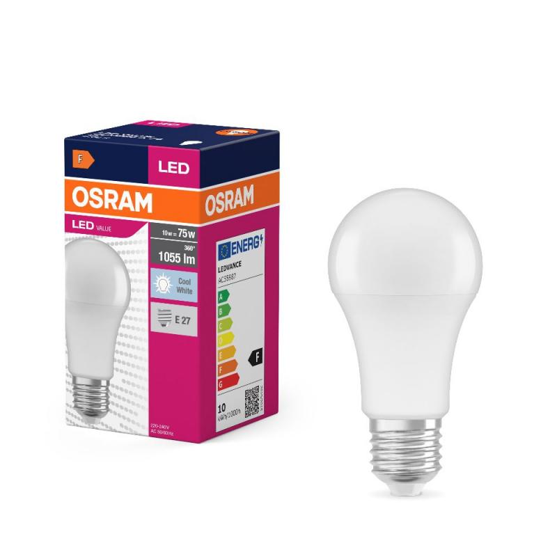 Osram E27 LED-Lampe Value Classic A 75 weiß mattiert 10W wie 75W Neutralweiß 4000K